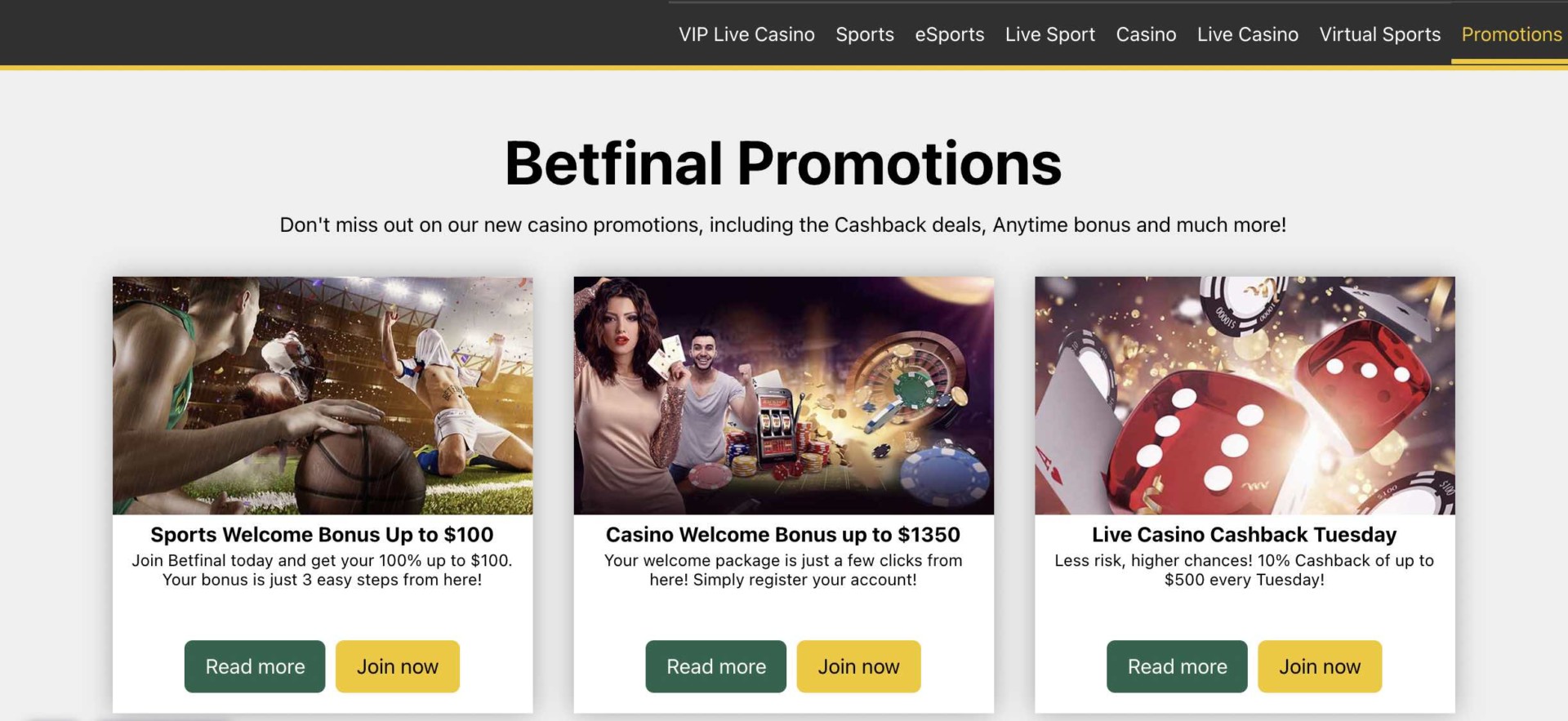 betfinal live casino